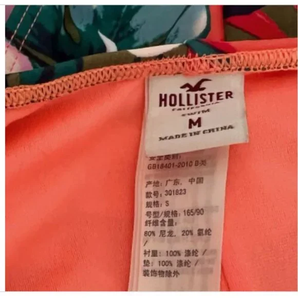 Hollister Womens One Piece Swimsuit Hawaiian Floral Removable Bra Pads Size Med - Picture 4 of 4